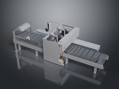 Automated Industrial Conveyor System With Mechanical Structure And Belt Components 3d model