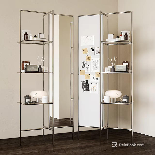 Modern Metal Shelving Unit With Multiple Tiers For Home Storage And Decor 3d model 