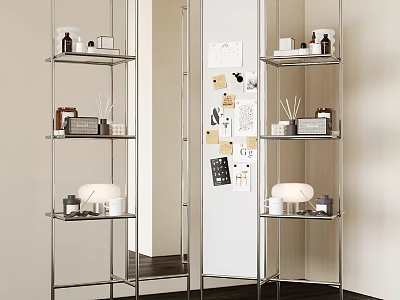 Modern Metal Shelving Unit With Multiple Tiers For Home Storage And Decor 3d model