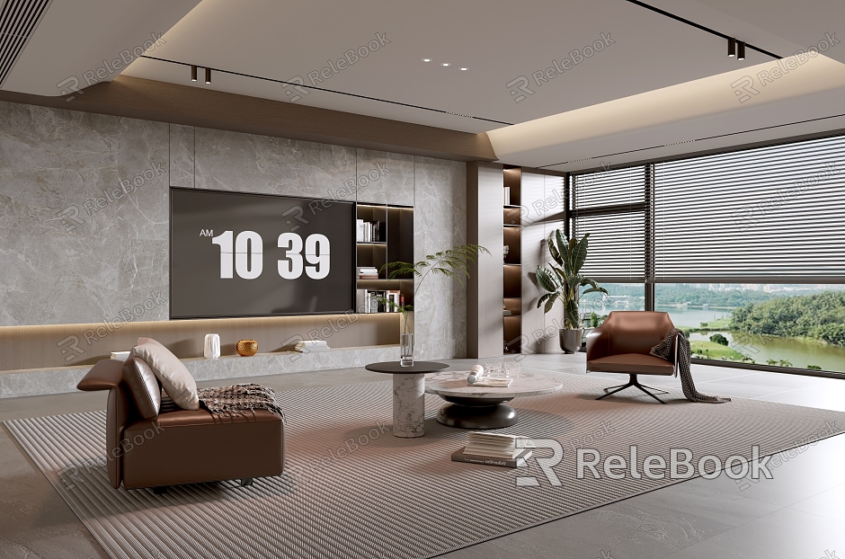 Modern Italian Living Room Light Luxury TV Background Wall model