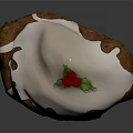Festive Christmas Pudding With Smiling Face White Icing And Red Berries