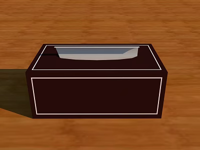 Simple Brown TV Stand With White Trim Placed On Wooden Floor 3d model