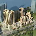 Modern Commercial Street with Modern Architecture High Rise Buildings Retail Storefronts and Greenery