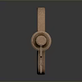 Antique Bronze Key With Ornate Head And Metal Texture On Dark Background With Reflection