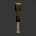Vintage Industrial Brass Telescope With Wooden Texture And Engraved Classic Design