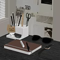 Organized Workspace With Notebook Stationery Sunglasses Watch And OAD Tag On Black Desk