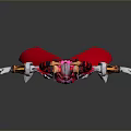 Mythical Fantasy 3D Character With Red Purple Armor Horns And Flowing Cape