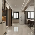 Modern Living And Dining Room Interior With Sofa Coffee Table Marble TV Wall And Plants