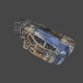 Burnt Car Wreckage With Rusted Body And Charred Interior Debris
