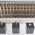 Minimalist Wooden Display Shelves With Multiple Layers And Storage Compartments