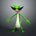 Green Lizard Game Movie Character With Black Sunglasses Pink Scarf White Belly In Standing Pose 3d model