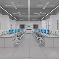 Simple computer classroom computer desks and chairs 3d model