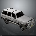 Vintage White SUV With Roof Rack Dark Windows Off Road Tires And Retro Design Features