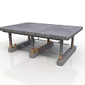 Industrial Concrete Platform With Reinforced Support Columns And Metal Pipes