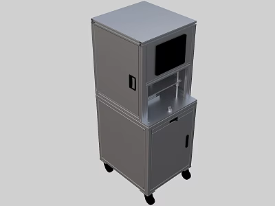 Industrial Equipment Mobile Metal Cabinet With Display Screen And Storage Compartment 3d model