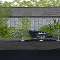 Scenic Feature Wall With Stone Texture Surrounded By Lush Greenery And Water Features
