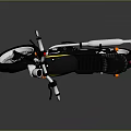 Black Vintage Style Motorcycle With Yellow Stripe Black Seat And Silver Wheels