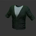 Casual Buttoned Long Sleeve Cardigan Sweater With White Inner Layer Design 3d model