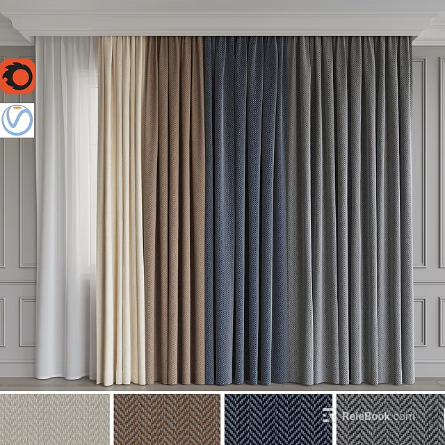 Multiple Colored Curtains with Different Textures and Shades for Home Decor 3d model 