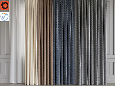 Multiple Colored Curtains with Different Textures and Shades for Home Decor 3d model