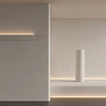 Minimalist Modern White Wall with Built-in Rectangular Light Cylindrical Column and Floor LED Strip Lighting 3d model