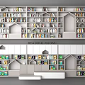 Modern Reading Room Bookshelf With Multi Layer Shelves And Decorative Storage Niches