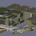 Modern Multi Storey Office Building With Green Roofs And Glass Curtain Walls