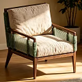 Stylish Solid Wood Armchair With Woven Detail And Soft Beige Cushion For Cozy Living Room