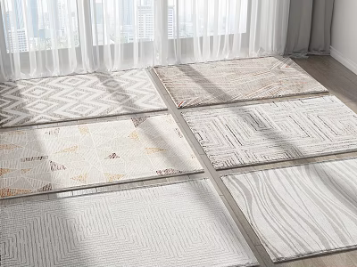 Square Rugs With Various Patterns In Neutral Tones For Bright Living Space 3d model