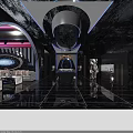 Luxurious Modern KTV Interior With Purple Blue Lighting And Circular Decorations