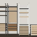 Modern Storage Shelving Unit With Metal Frame Wooden Drawers And Pegboard Panel