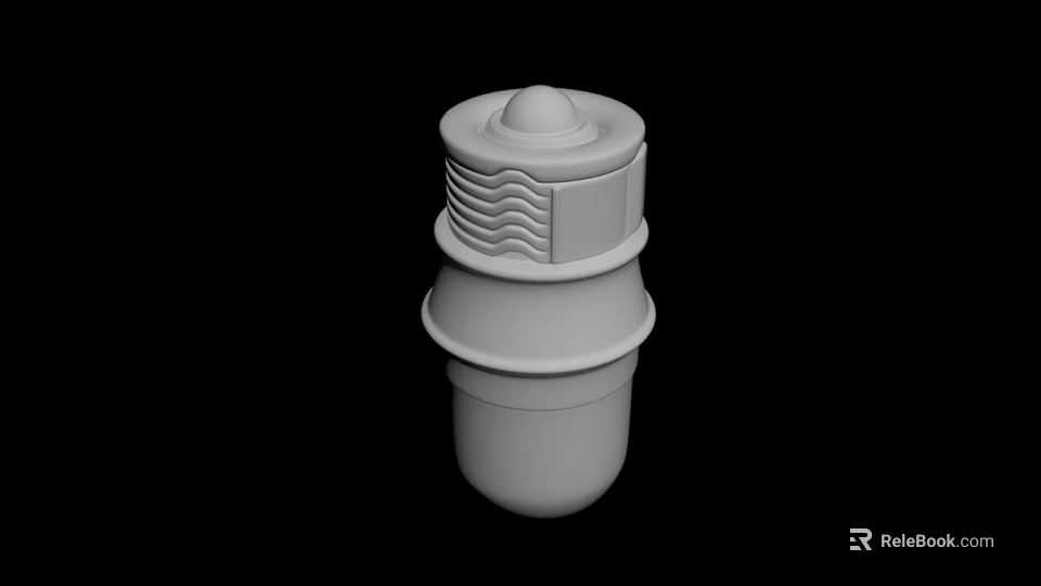 White Stacked Object With Textured Top And Ribbed Middle Section 3d model 