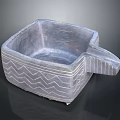 Square Stone Container With Zigzag Pattern And Textured Handle Surface 3d model