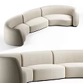Modern Curved Beige Sectional Sofa With Soft Upholstered Fabric And Comfortable Seats