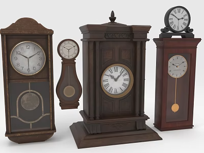 Vintage Clocks With Wooden Frames Featuring Tall Case Mantel And Table Designs 3d model