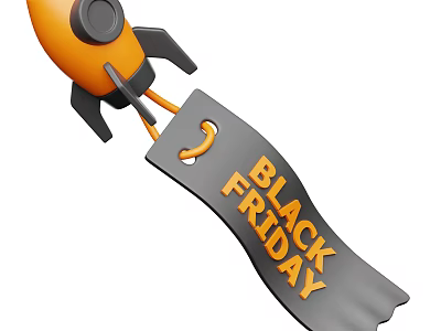 Industrial Equipment Rocket Shaped Design With Orange Color And Black Friday Tag 3d model