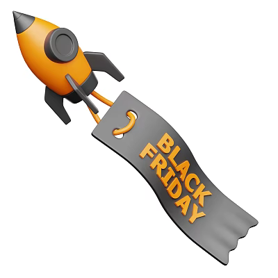 Industrial Equipment Rocket Shaped Design With Orange Color And Black Friday Tag 3d model