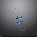 Dual Bladed Weapons With Blue Glowing Accents And Golden Handles Connected By Chain