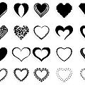 Various Black Heart Shapes With Different Stylized Patterns And Outlines 3d model