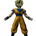 Game Movie Character With Blonde Hair Yellow Combat Suit Blue Inner Shirt Battle Stance