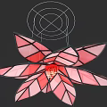 Stained Glass Flower Shaped Decorative Piece With Red Pink Petals And Gold Center