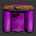 Elegant Ornate Purple Chair With Intricate Wooden Carved Armrests And Gold Buttons