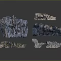 Garden Landscape Decorative Natural Rock Elements With Textured Surfaces And Mossy Details