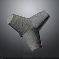 Architectural Construction Component With T Shaped Structure Blue Gray Tone And Rough Stone Texture 3d model