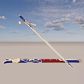 Blue Blade Sword With Gold Decorations And Red Hilt On Purple Background