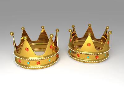 Golden Crown Jewelry With Red And Blue Gemstones And Decorative Edges 3d model