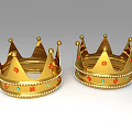 Golden Crown Jewelry With Red And Blue Gemstones And Decorative Edges