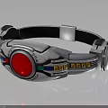Fashionable Silver Bracelet With Red Gemstone Multi Colored Accents And Black Strap