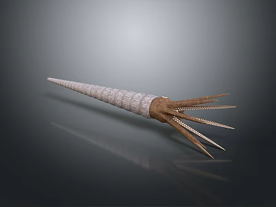 Detailed 3D Model of Slender Spiraled Aquatic Animal With Bristled Tentacles and Textured Surface 3d model