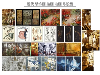 Modern Decorative Paintings Wall Art Oil Paintings And Decorative Items 3d model